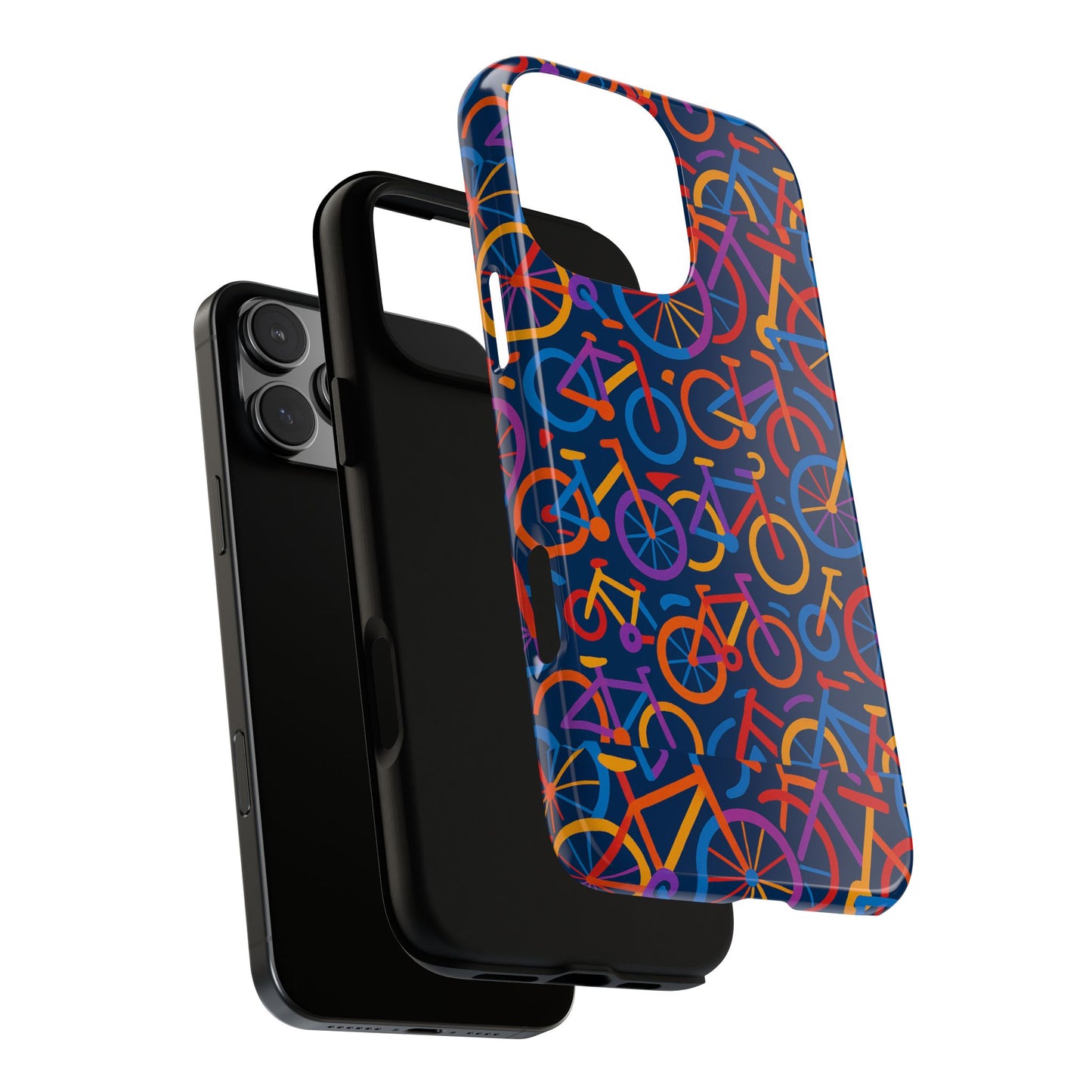multicolour 3d bicycle pattern protective phone case stylish design for creative individuals compatible with iphone 13, 14, 15 & 16 – all models including pro, pro max & plus