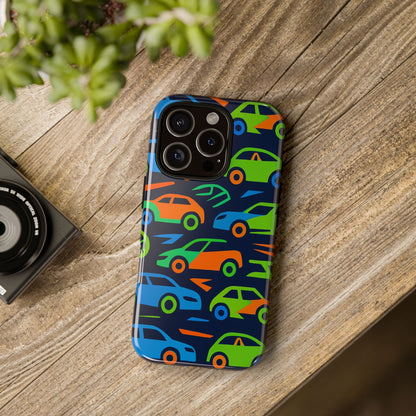 Vibrant 3D Car Pattern Protective Phone Case for Expressive Individuals Stylish Accessory Compatible with iPhone 13, 14, 15 & 16 – all models including Pro, Pro Max & Plus