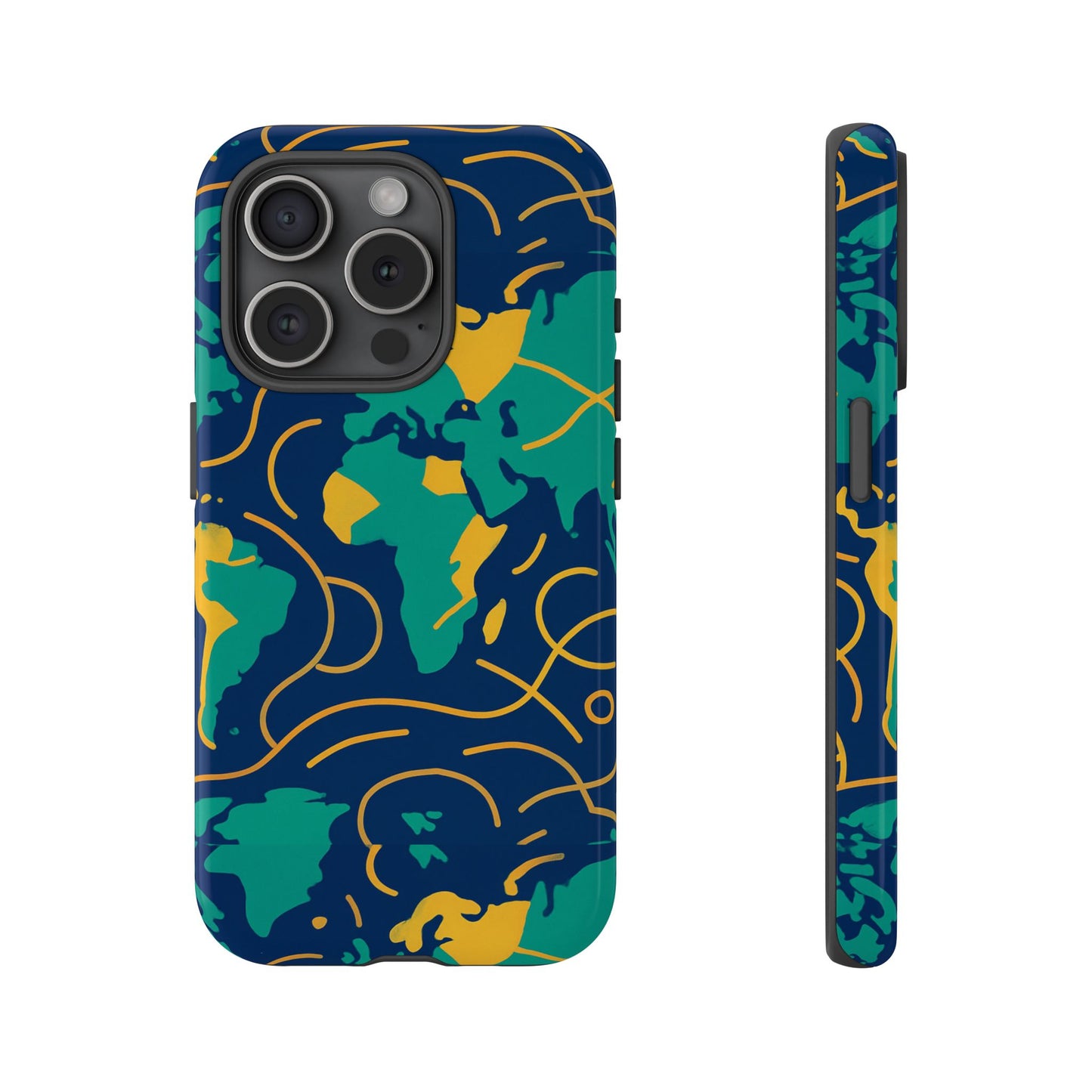 multicolour geometric map 3d wrap protective phone case for men and women, stylish shockproof accessory, compatible with iphone 13, 14, 15 & 16 – all models including pro, pro max & plus