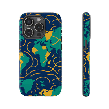 Multicolour Geometric Map 3D Wrap Protective Phone Case for Men and Women, Stylish Shockproof Accessory, Compatible with iPhone 13, 14, 15 & 16 – all models including Pro, Pro Max & Plus