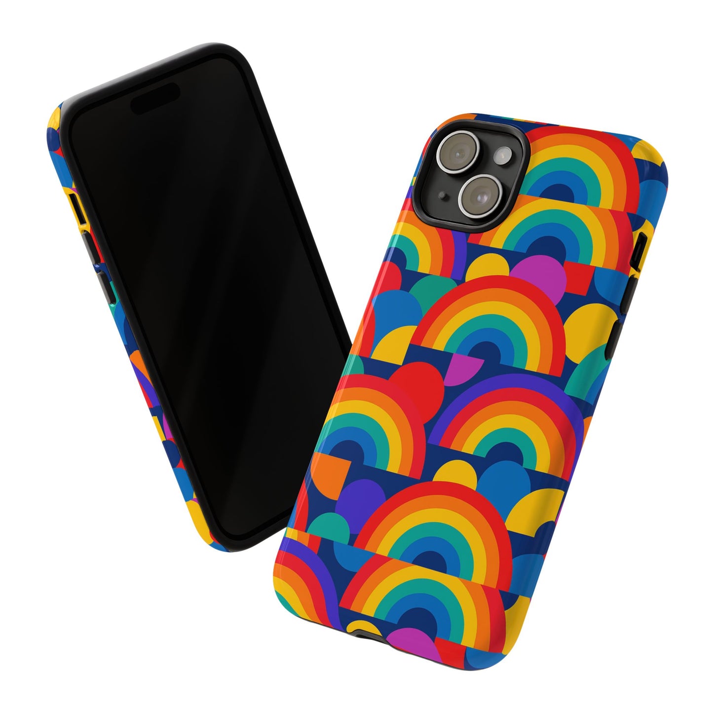 multicolour rainbow design protective phone case – stylish 3d wrap finish for unique expression – compatible with iphone 13, 14, 15 & 16 – all models including pro, pro max & plus