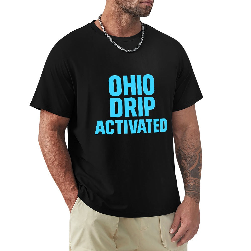 men's t-shirt 100% cotton ohio drip activated graphic tee for casual wear, comfortable fit, breathable fabric, ideal for gym, leisure, home, and travel