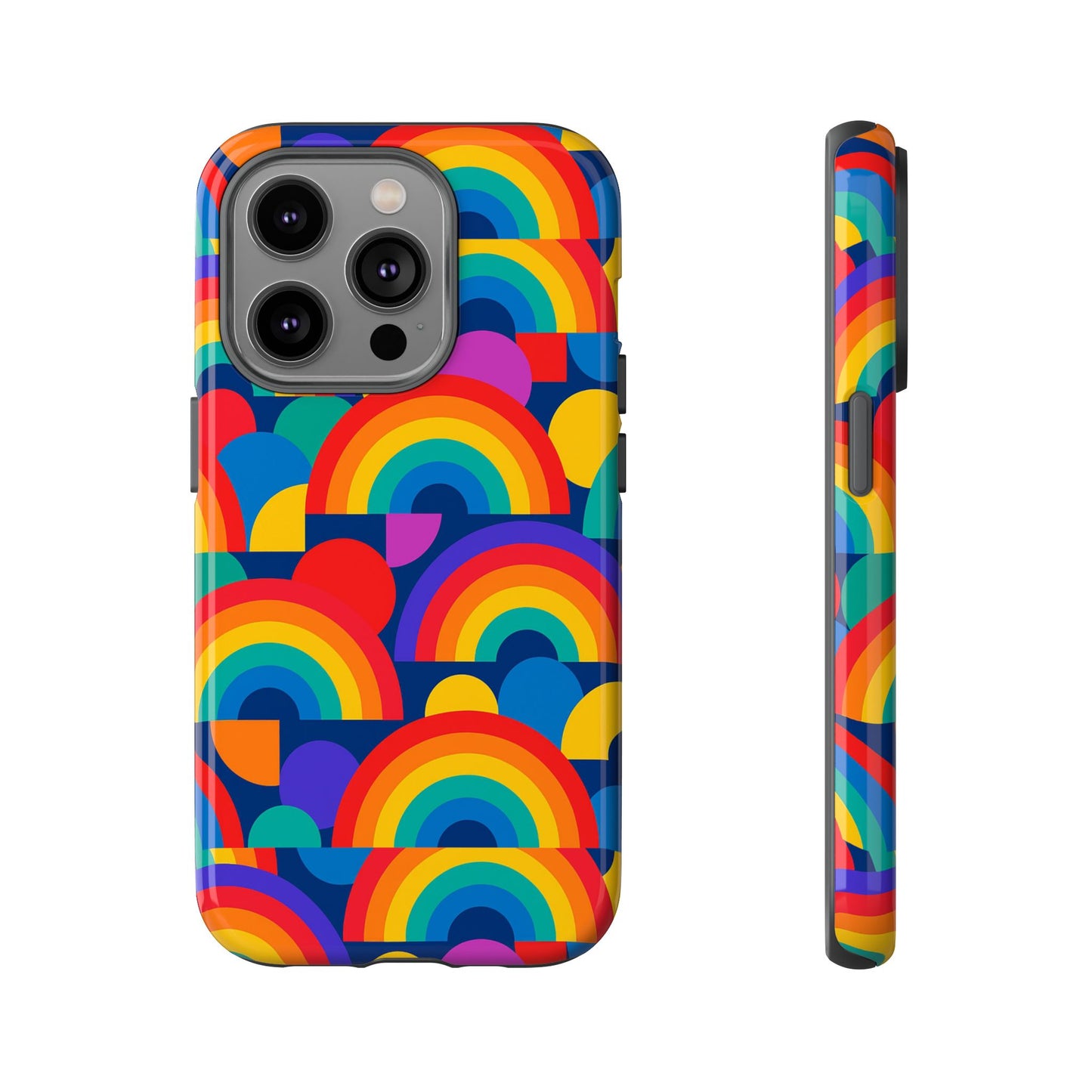 multicolour rainbow design protective phone case – stylish 3d wrap finish for unique expression – compatible with iphone 13, 14, 15 & 16 – all models including pro, pro max & plus