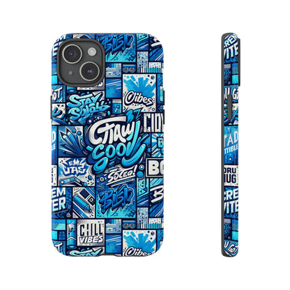 Vibrant 3D Graphic Phone Case in Blue with Playful Design for Stylish Protection Compatible with iPhone 13, 14, 15 & 16 – all models including Pro, Pro Max & Plus