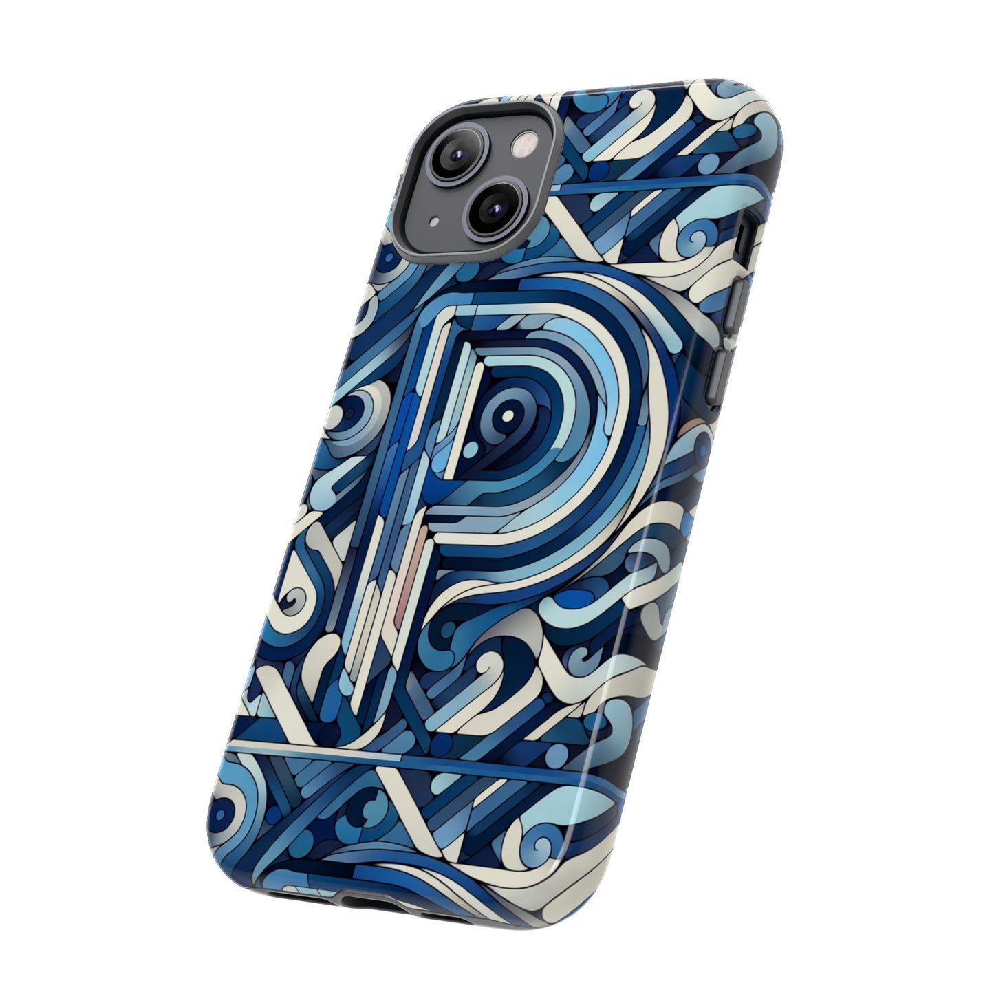 blue alphabet p phone case with 3d wrap design for kids and teens durable shockproof protective cover for smartphones