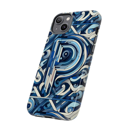 Blue Alphabet P Phone Case with 3D Wrap Design for Kids and Teens Durable Shockproof Protective Cover for Smartphones