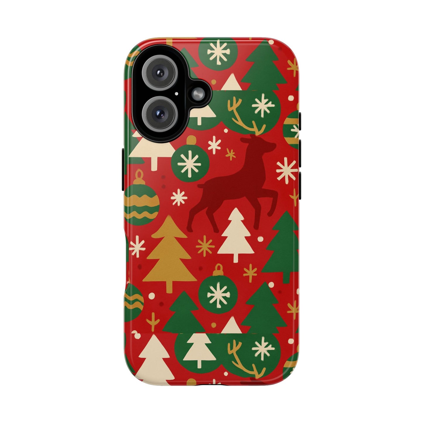 vibrant red christmas phone case with festive 3d design for stylish protection compatible with iphone 13, 14, 15 & 16 – all models including pro, pro max & plus