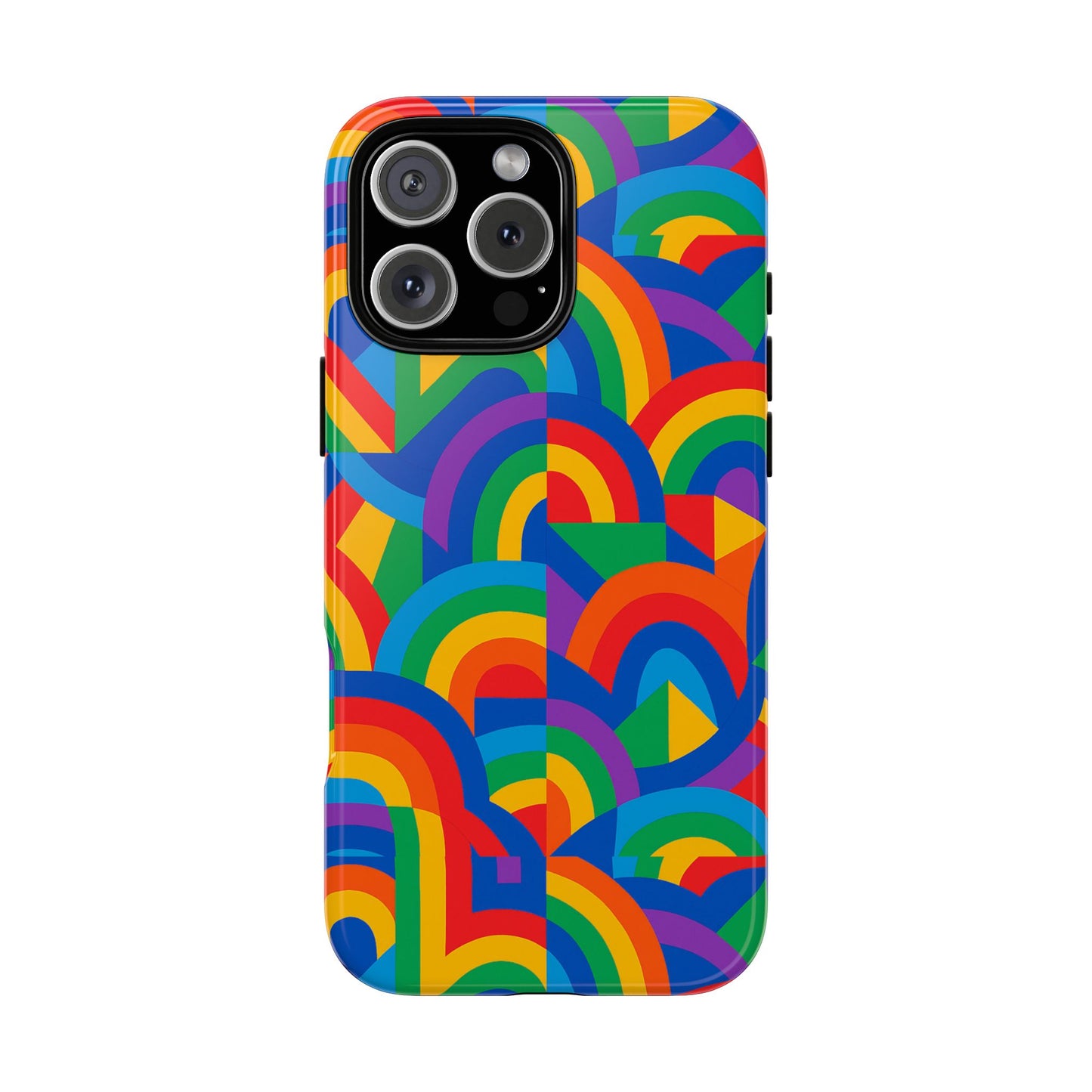 multicolour rainbow protective phone case with 3d design for stylish protection compatible with iphone 13, 14, 15 & 16 – all models including pro, pro max & plus