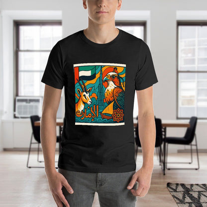 Men's 100% Cotton Short Sleeve T-Shirt with Stylish Double-Sided Print for Fitness and Casual Wear, Unisex Fit, Comfortable and Breathable, Great Gift for Active Men