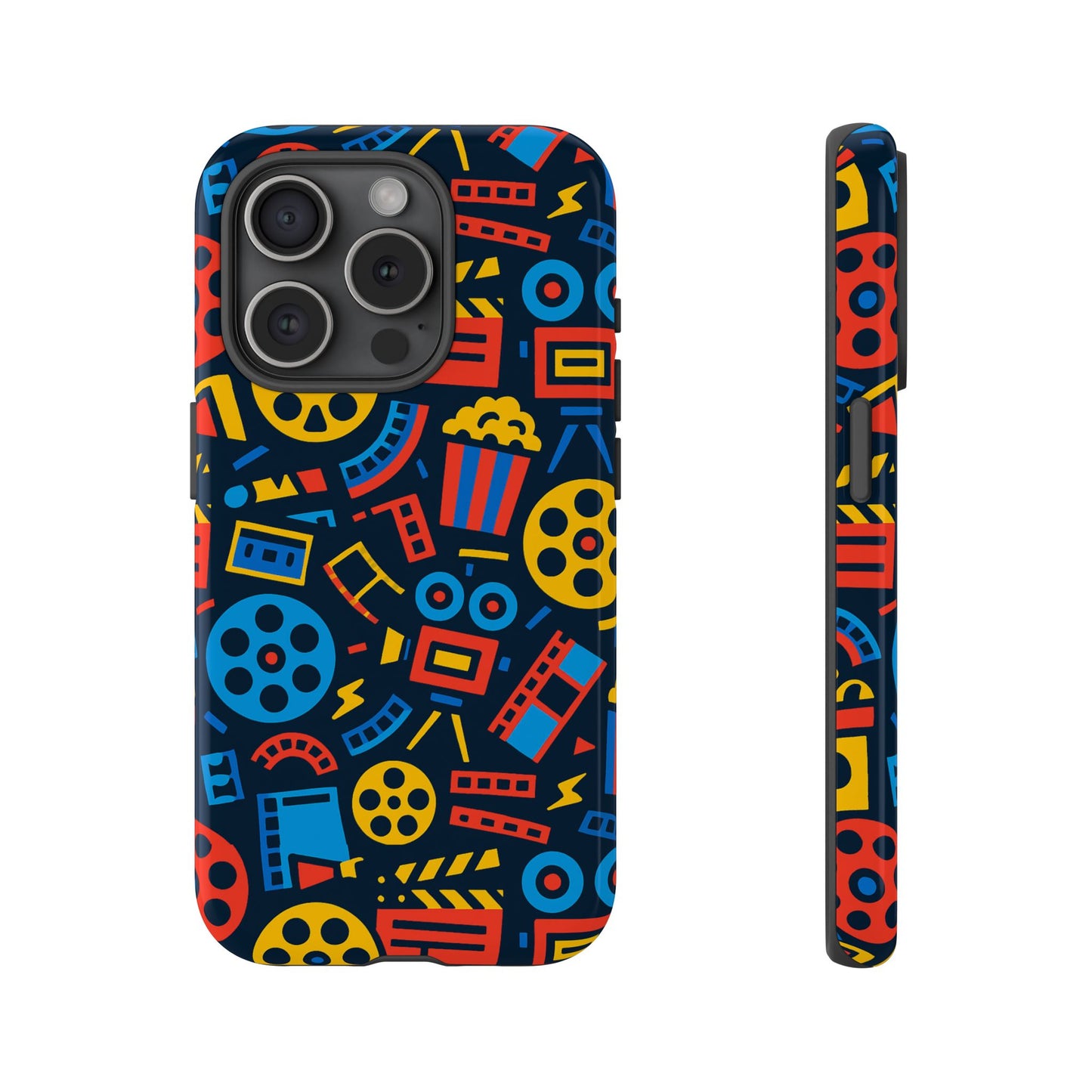 vibrant 3d film reel protective phone case for unique style and robust protection compatible with iphone 13, 14, 15 & 16 – all models including pro, pro max & plus