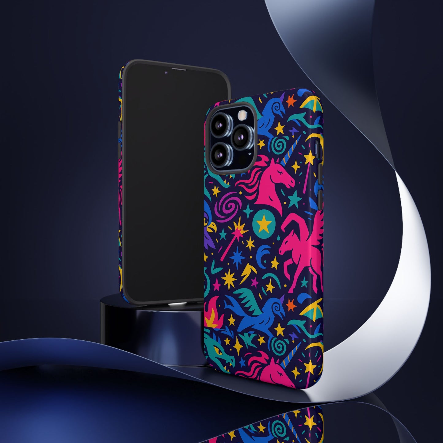vibrant fantasy unicorns protective phone case – colourful 3d design for stylish protection – compatible with iphone 13, 14, 15 & 16 – all models including pro, pro max & plus