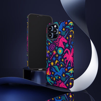 Vibrant Fantasy Unicorns Protective Phone Case – Colourful 3D Design for Stylish Protection – Compatible with iPhone 13, 14, 15 & 16 – All Models Including Pro, Pro Max & Plus