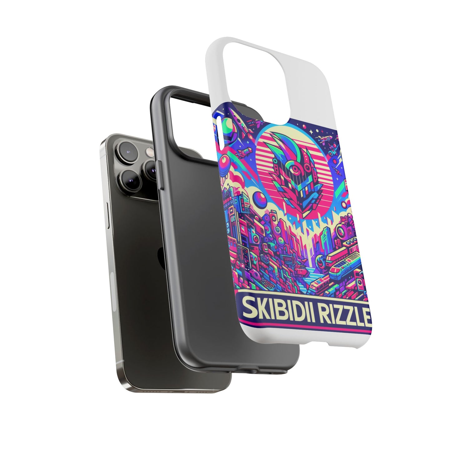 skibidi rizzler protective phone case with 3d wrap design, shock absorbing tpu silicone, uv protected, ideal gift for anime and comic culture fans