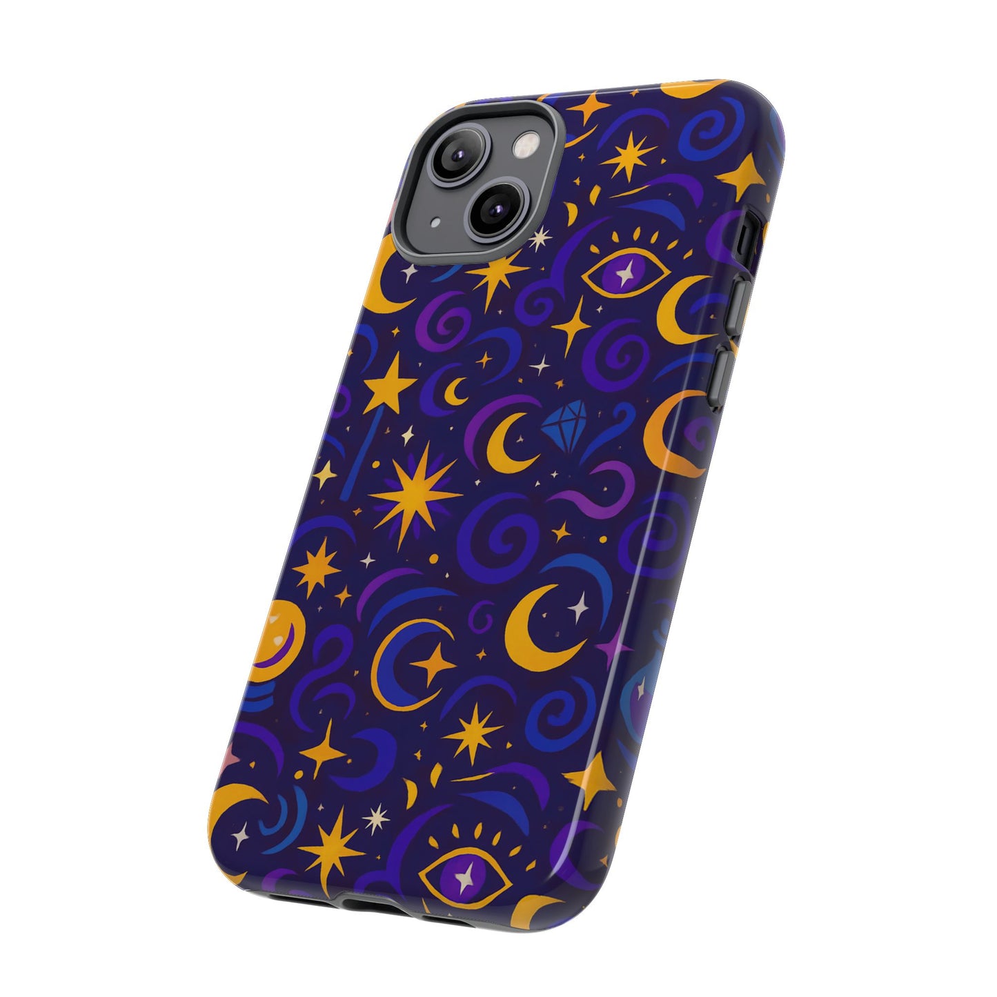 vibrant 3d cosmic design phone case for stylish protection with multicolour stars and swirls compatible with iphone 13, 14, 15 & 16 – all models including pro, pro max & plus