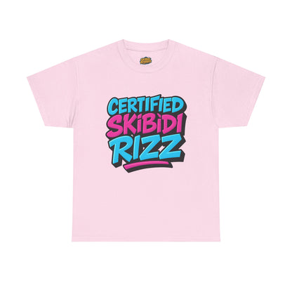 Certified Skibidi Rizz Unisex Heavy Cotton Tee - Trendy Graphic T-Shirt for Casual Wear and Everyday Style, Comfortable Fit in Various Sizes