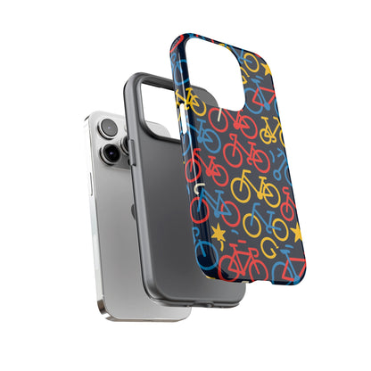 Multicolor Bicycle Pattern Protective Phone Case – Vibrant 3D Design for Stylish Protection – Compatible with iPhone 13, 14, 15 & 16 – All Models Including Pro, Pro Max & Plus