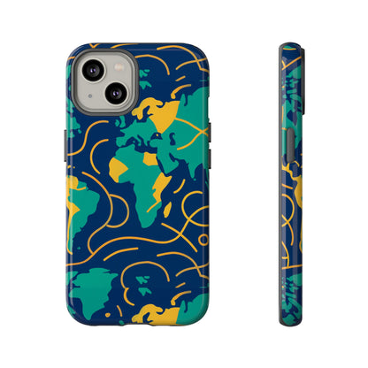 Multicolour Geometric Map 3D Wrap Protective Phone Case for Men and Women, Stylish Shockproof Accessory, Compatible with iPhone 13, 14, 15 & 16 – all models including Pro, Pro Max & Plus