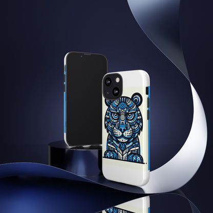 Vibrant Blue Geometric Tiger Design Phone Case – Stylish Protection Accessory for Self-Expression Compatible with iPhone 13, 14, 15 & 16 – all models including Pro, Pro Max & Plus