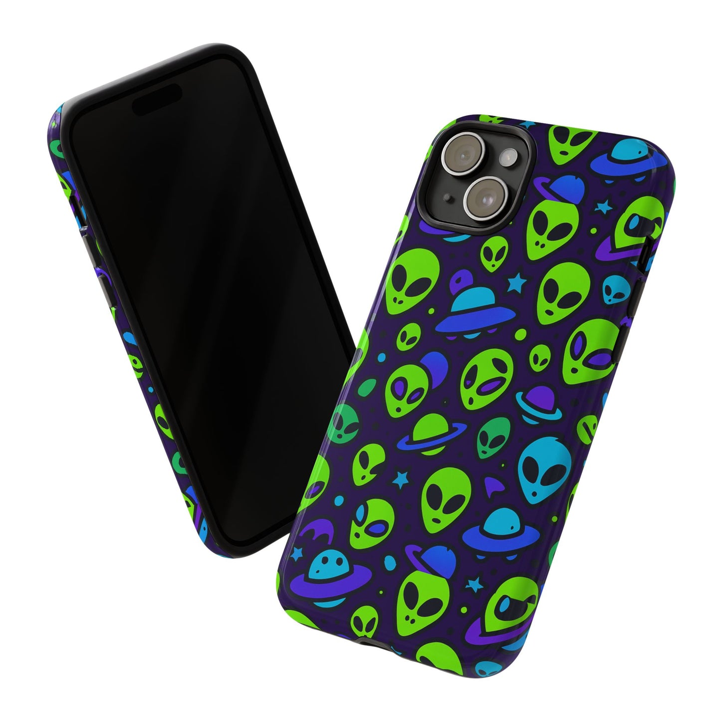 vibrant alien 3d wrap protective phone case in multicolour design for fun smartphone accessories compatible with iphone 13, 14, 15 & 16 – all models including pro, pro max & plus
