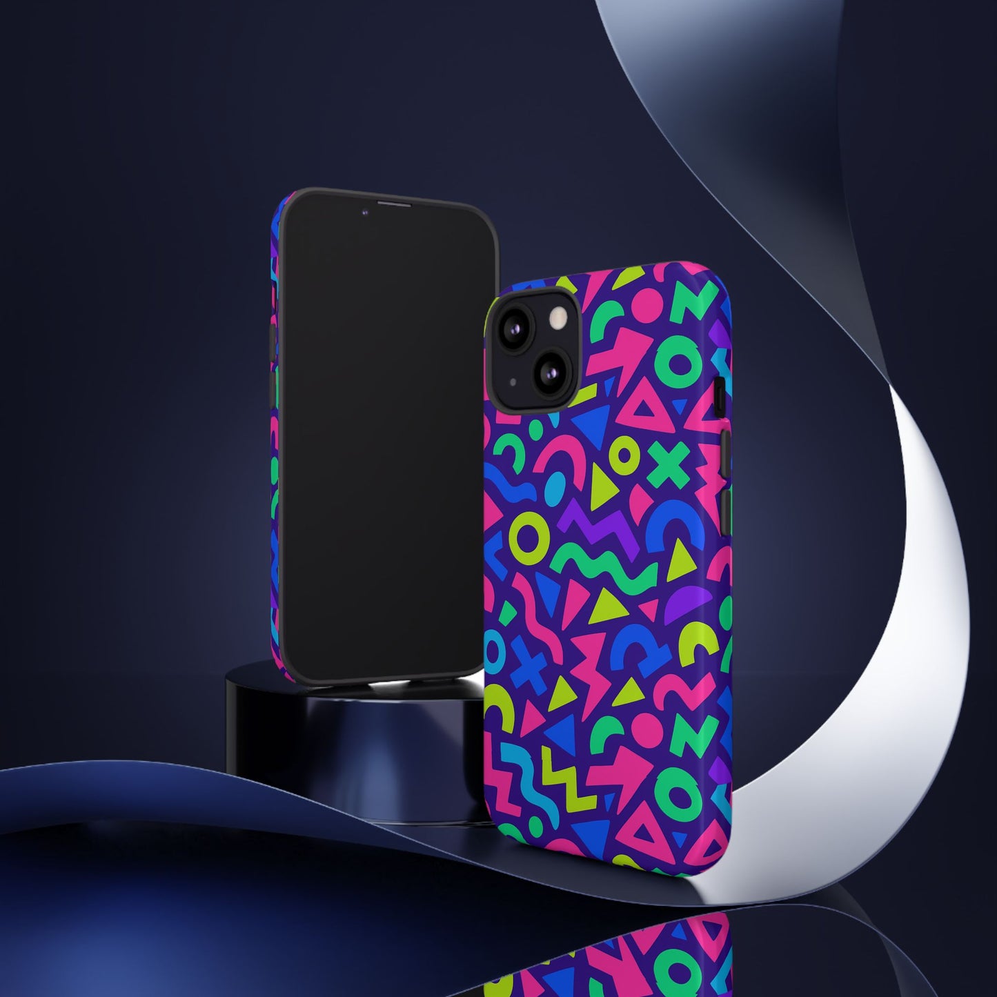 vibrant geometric 3d wrap protective phone case for men and women stylish accessory compatible with iphone 13, 14, 15 & 16 – all models including pro, pro max & plus