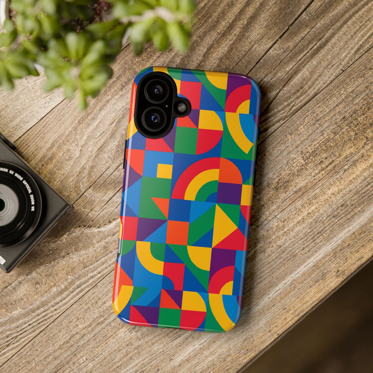 vibrant 3d geometric phone case with bold design stylish protection accessory compatible with iphone 13, 14, 15 & 16 – all models including pro, pro max & plus