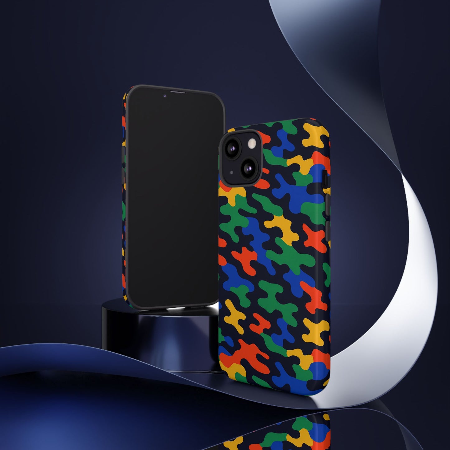 multicolour camouflage protective phone case with 3d wrap design for stylish smartphone protection compatible with iphone 13, 14, 15 & 16 – all models including pro, pro max & plus