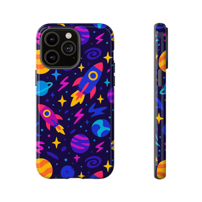 Vibrant 3D Wrap Protective Phone Case with Playful Space Theme for Stylish Self-Expression Compatible with iPhone 13, 14, 15 & 16 – all models including Pro, Pro Max & Plus