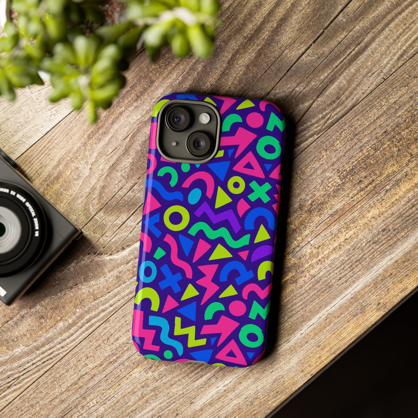 vibrant geometric 3d wrap protective phone case for men and women stylish accessory compatible with iphone 13, 14, 15 & 16 – all models including pro, pro max & plus