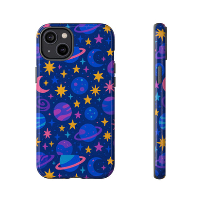 Vibrant Space Theme Protective Phone Case for Unisex – Colourful 3D Design Fashion Accessory Compatible with iPhone 13, 14, 15 & 16 – All Models Including Pro, Pro Max & Plus