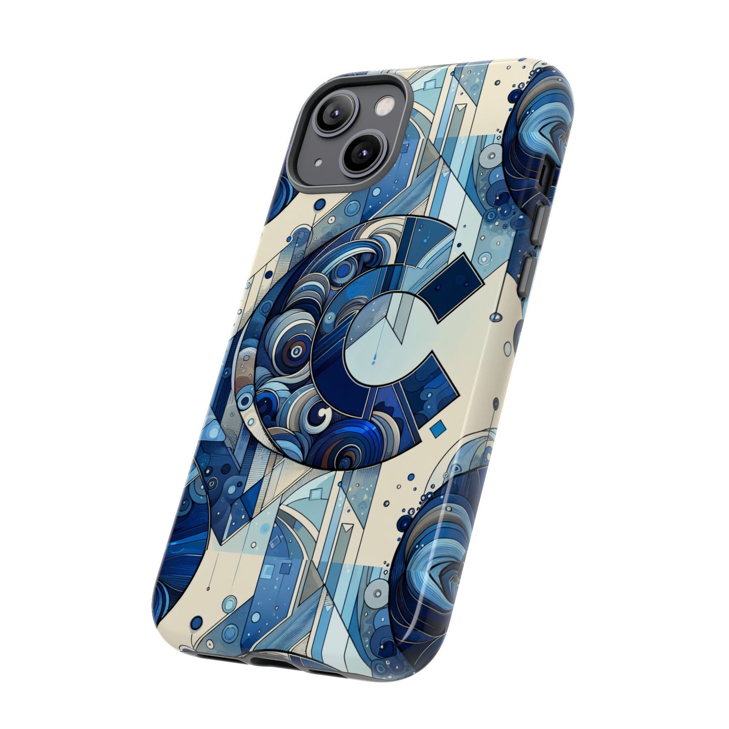 blue alphabet c phone case for smartphone protection with 3d wrap design, shock absorption, uv protection, durable silicone material, suitable for tech enthusiasts and individuality seekers
