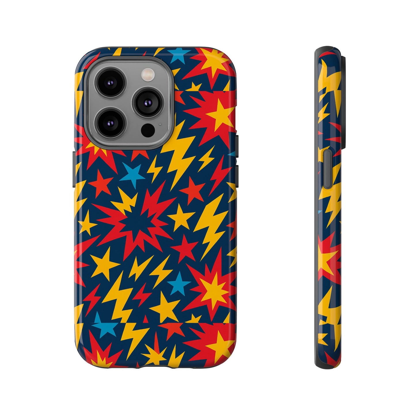 vibrant 3d superhero phone case with colourful lightning design for men and women, stylish protection compatible with iphone 13, 14, 15 & 16 – all models including pro, pro max & plus