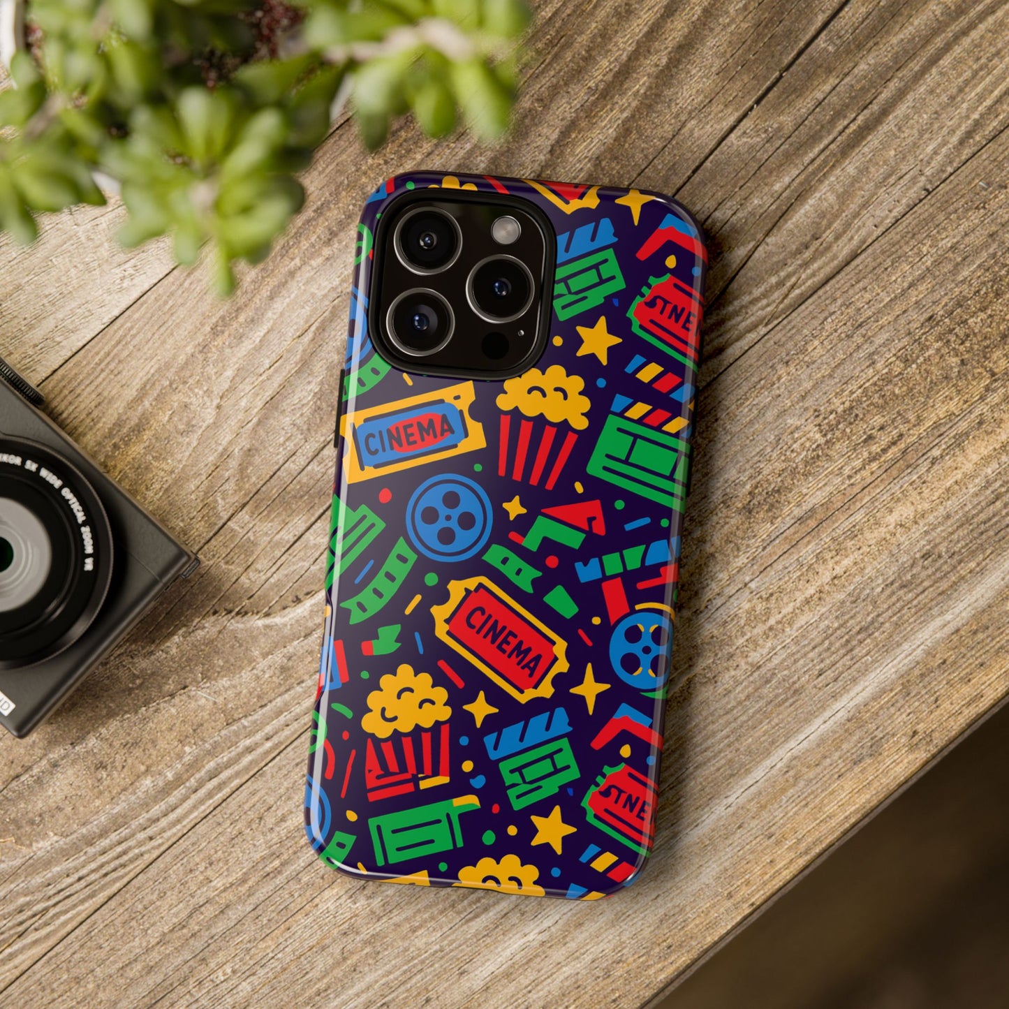 vibrant multicolour cinema-themed 3d wrap protective phone case for self-expression stylish protection compatible with iphone 13, 14, 15 & 16 – all models including pro, pro max & plus