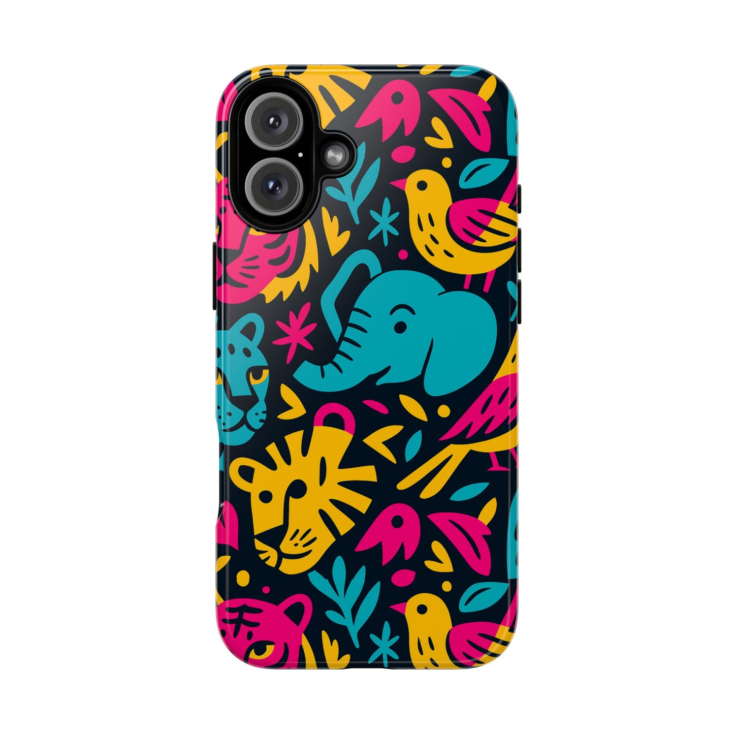 vibrant 3d animal print protective phone case colourful design for stylish protection compatible with iphone 13, 14, 15 & 16 – all models including pro, pro max & plus