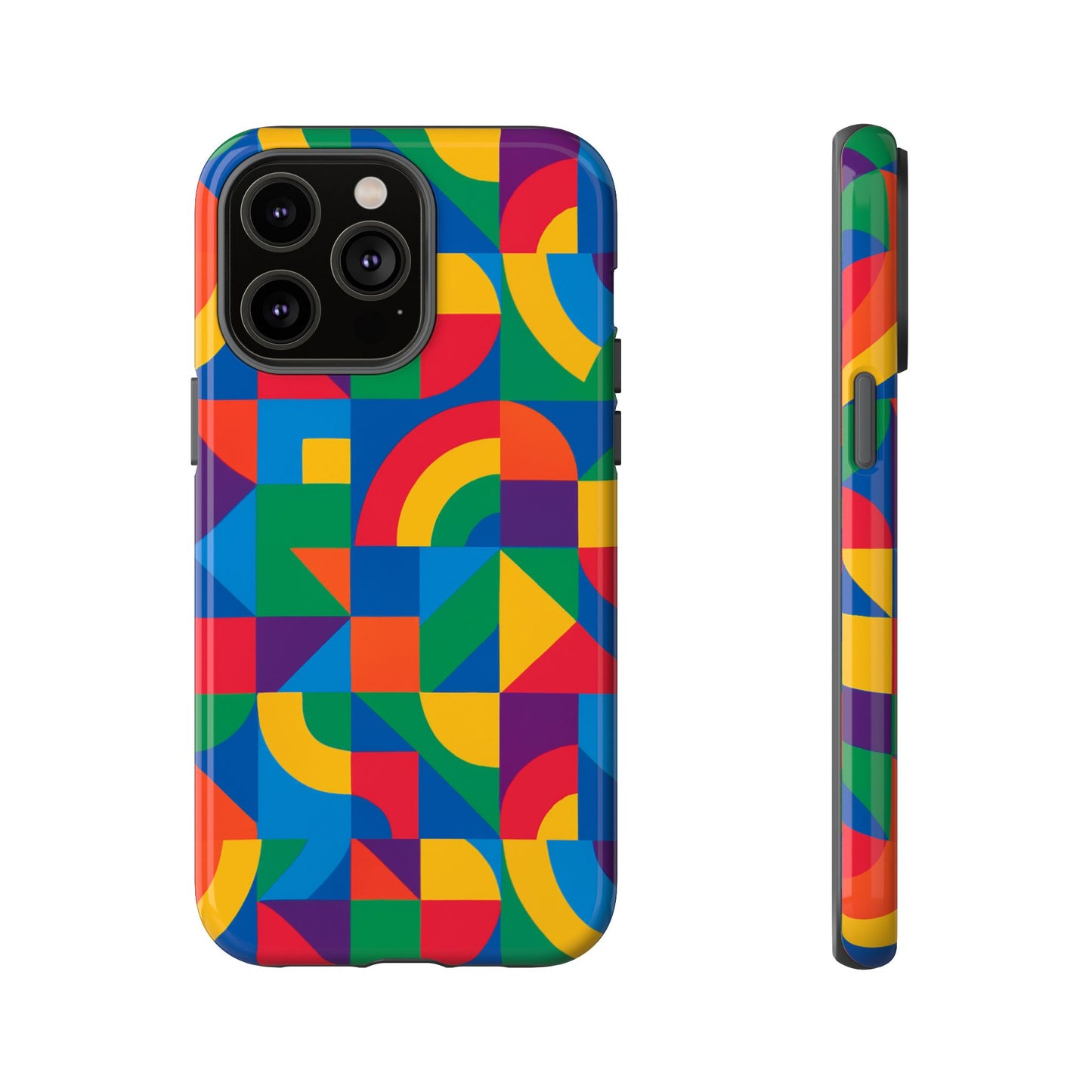 vibrant 3d geometric phone case with bold design stylish protection accessory compatible with iphone 13, 14, 15 & 16 – all models including pro, pro max & plus
