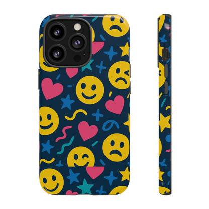 Vibrant Multicolour Emoji Phone Case with 3D Wrap Design for Playful Protection Compatible with iPhone 13, 14, 15 & 16 – all models including Pro, Pro Max & Plus