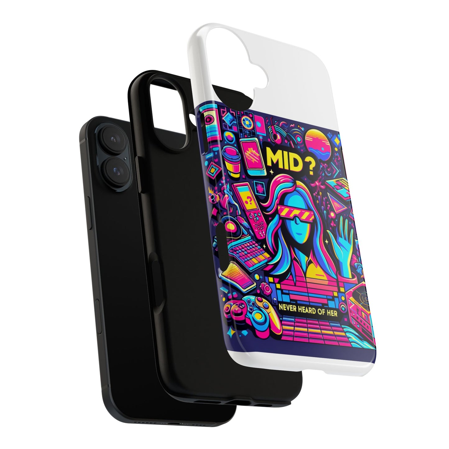 mid never heard of her 3d wrap protective phone case for anime and comic lovers, durable shock absorption, uv protected, glossy or matte finish
