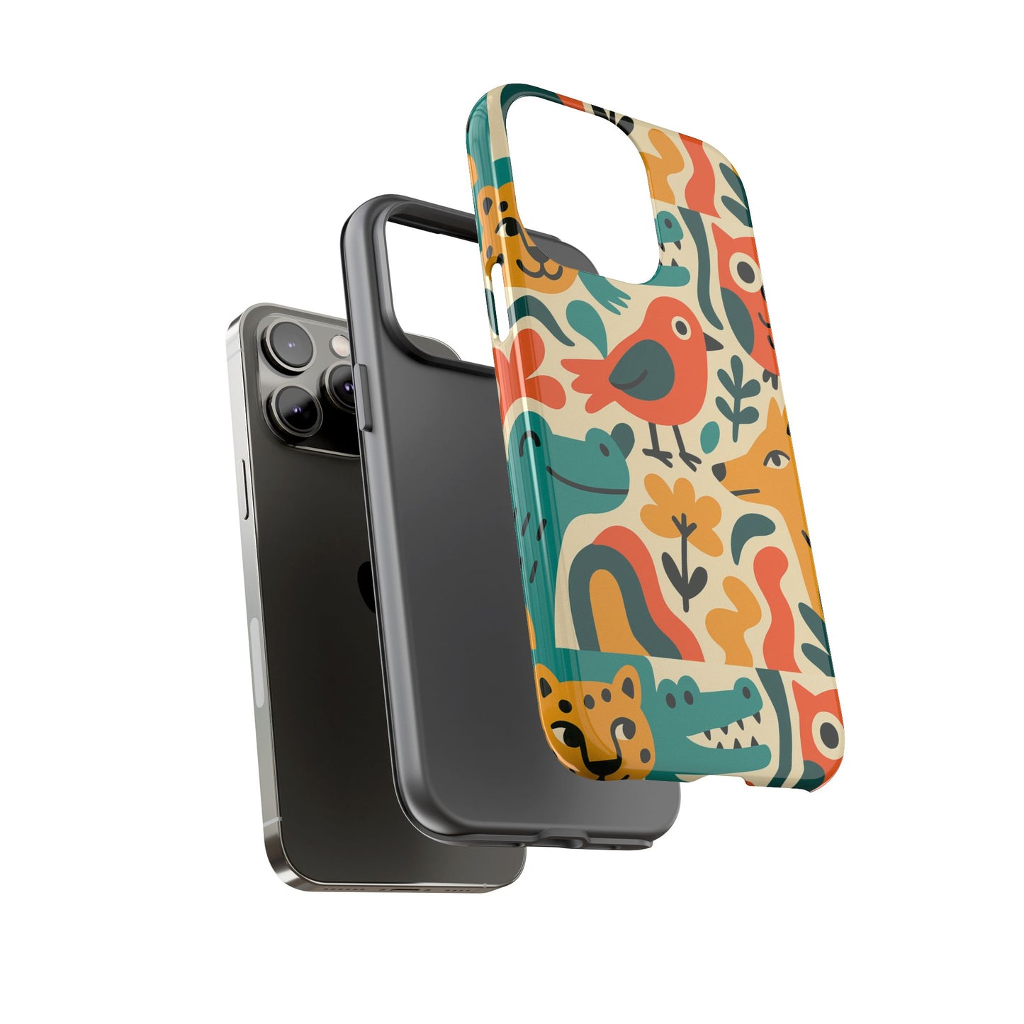 vibrant animal print protective phone case with 3d wrap design for unique style and expression compatible with iphone 13, 14, 15 & 16 – all models including pro, pro max & plus