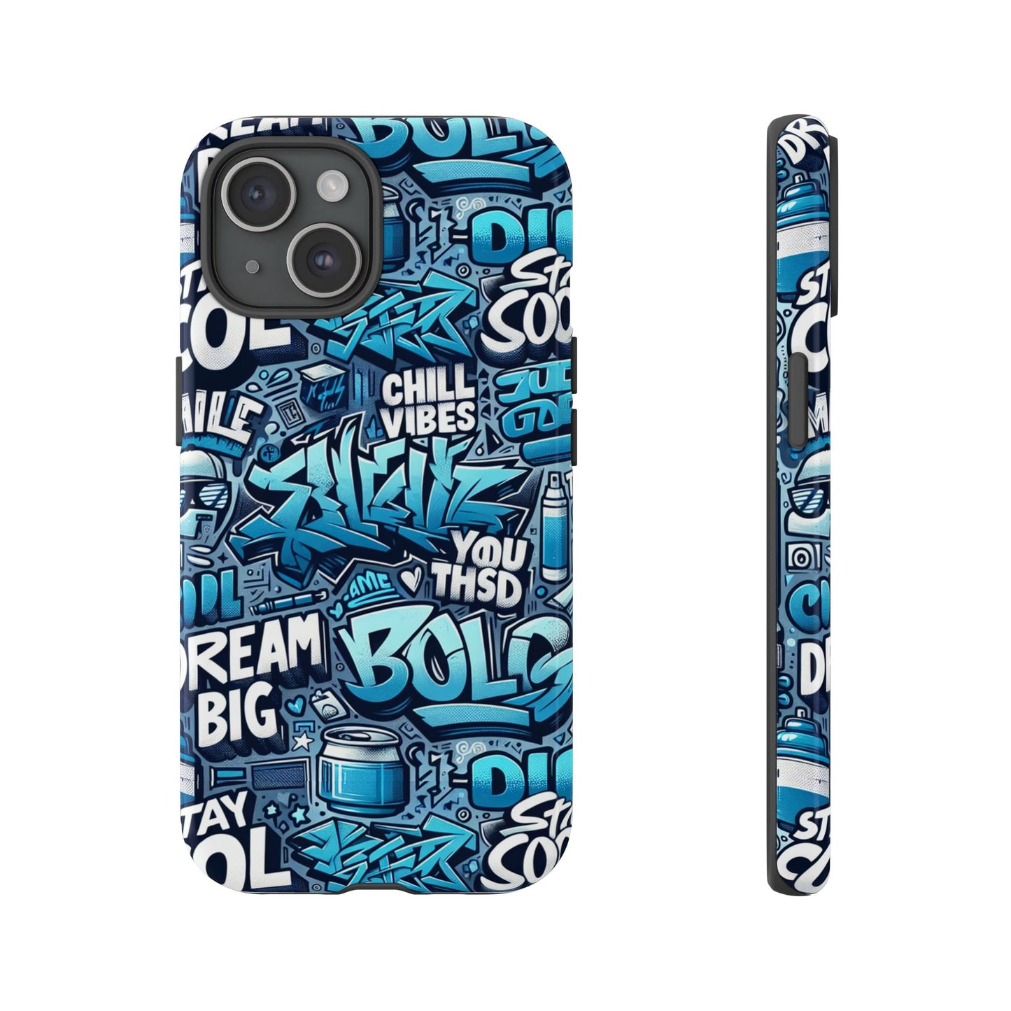 protective phone case with 3d blue graffiti design for stylish device protection and unique expression compatible with iphone 13, 14, 15 & 16 – all models including pro, pro max & plus