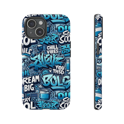 Protective Phone Case with 3D Blue Graffiti Design for Stylish Device Protection and Unique Expression Compatible with iPhone 13, 14, 15 & 16 – all models including Pro, Pro Max & Plus