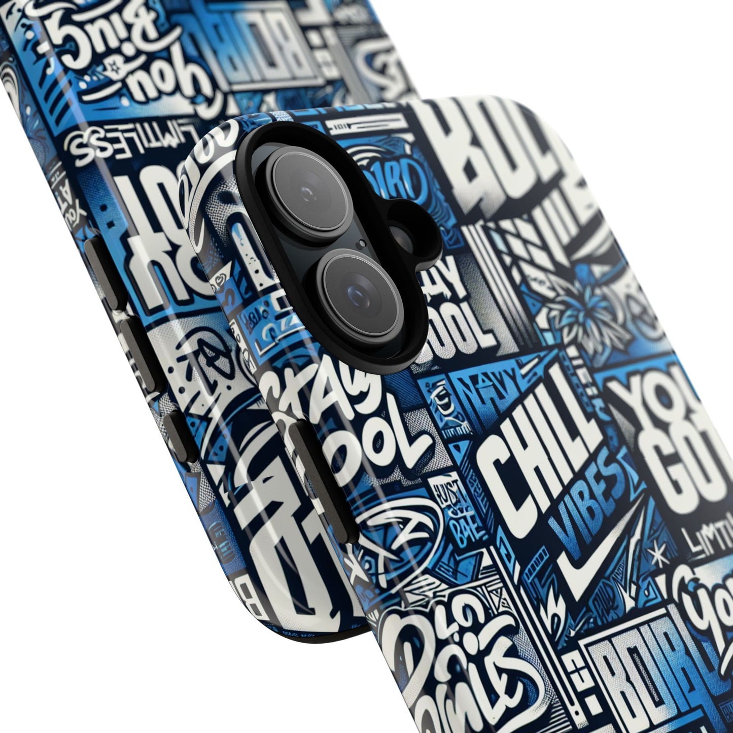 vibrant 3d typography phone case in blue – stylish protection for trendy individuals – compatible with iphone 13, 14, 15 & 16 – all models including pro, pro max & plus