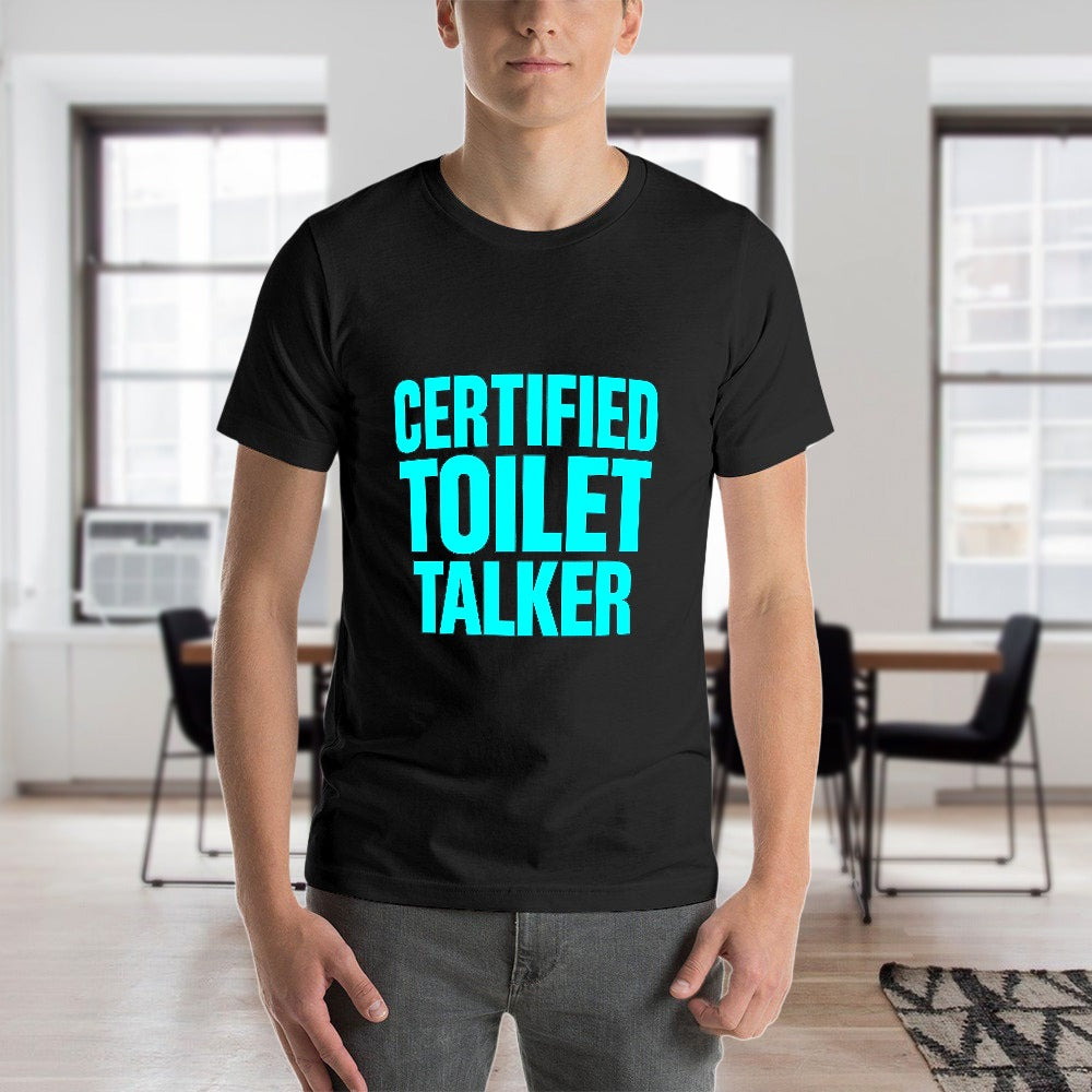 2025 men's short sleeve t-shirt certified toilet talker 150g cotton casual tee for fitness, leisure, home, travel, events