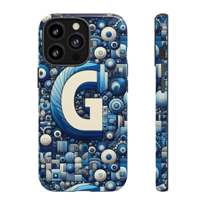 Blue Alphabet G Phone Case for iPhone and Android Shockproof Protective Cover with 3D Wrap Design and UV Protection