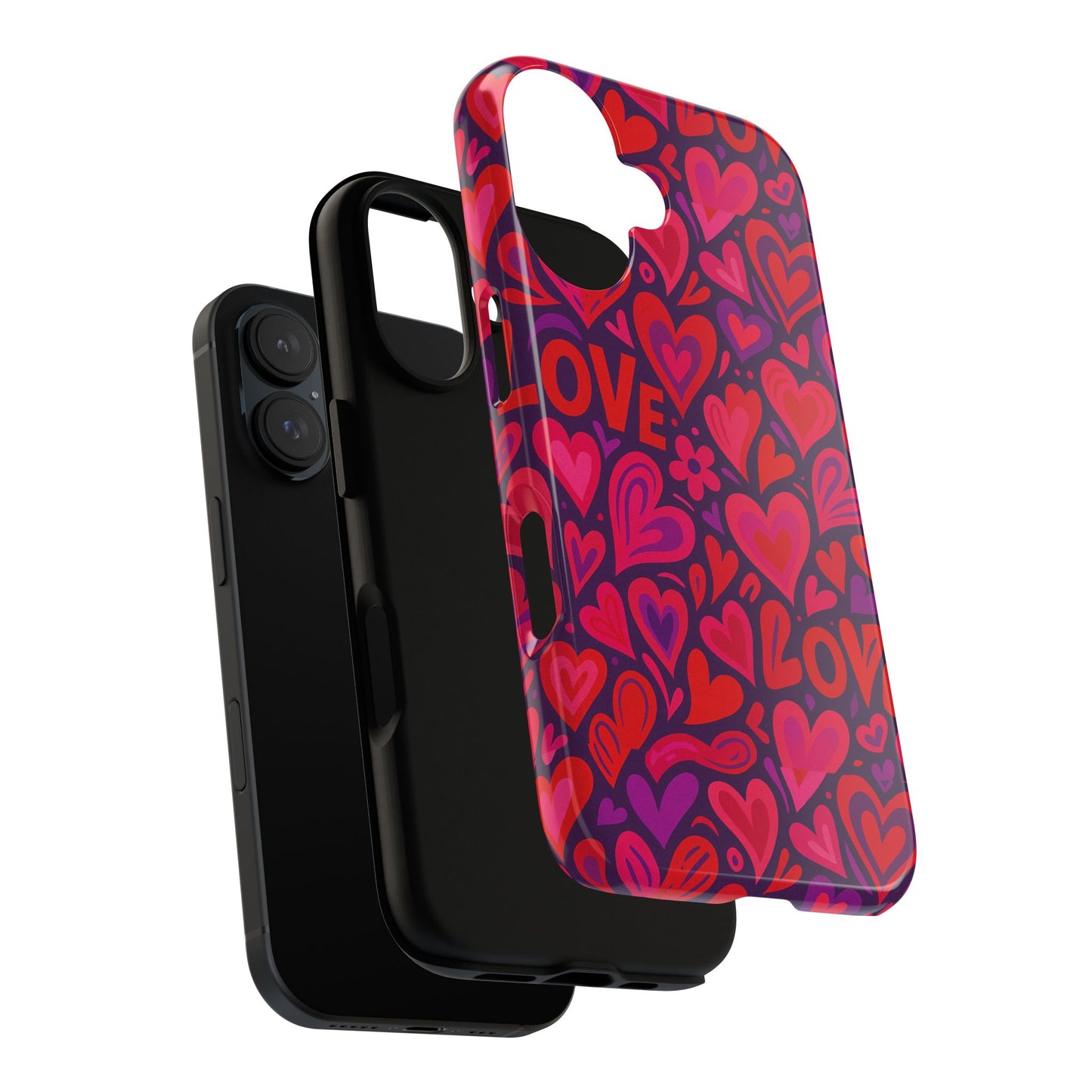 multicolour 3d heart pattern protective phone case for smartphones – vibrant design for stylish protection, compatible with iphone 13, 14, 15 & 16 – all models including pro, pro max & plus