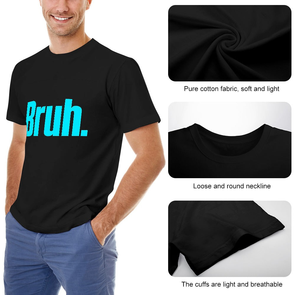 men's t-shirt 100% cotton bruh graphic t-shirt for casual wear, breathable comfort, vibrant print, ideal for gym, lounging, or outings, perfect for fashion-forward individuals