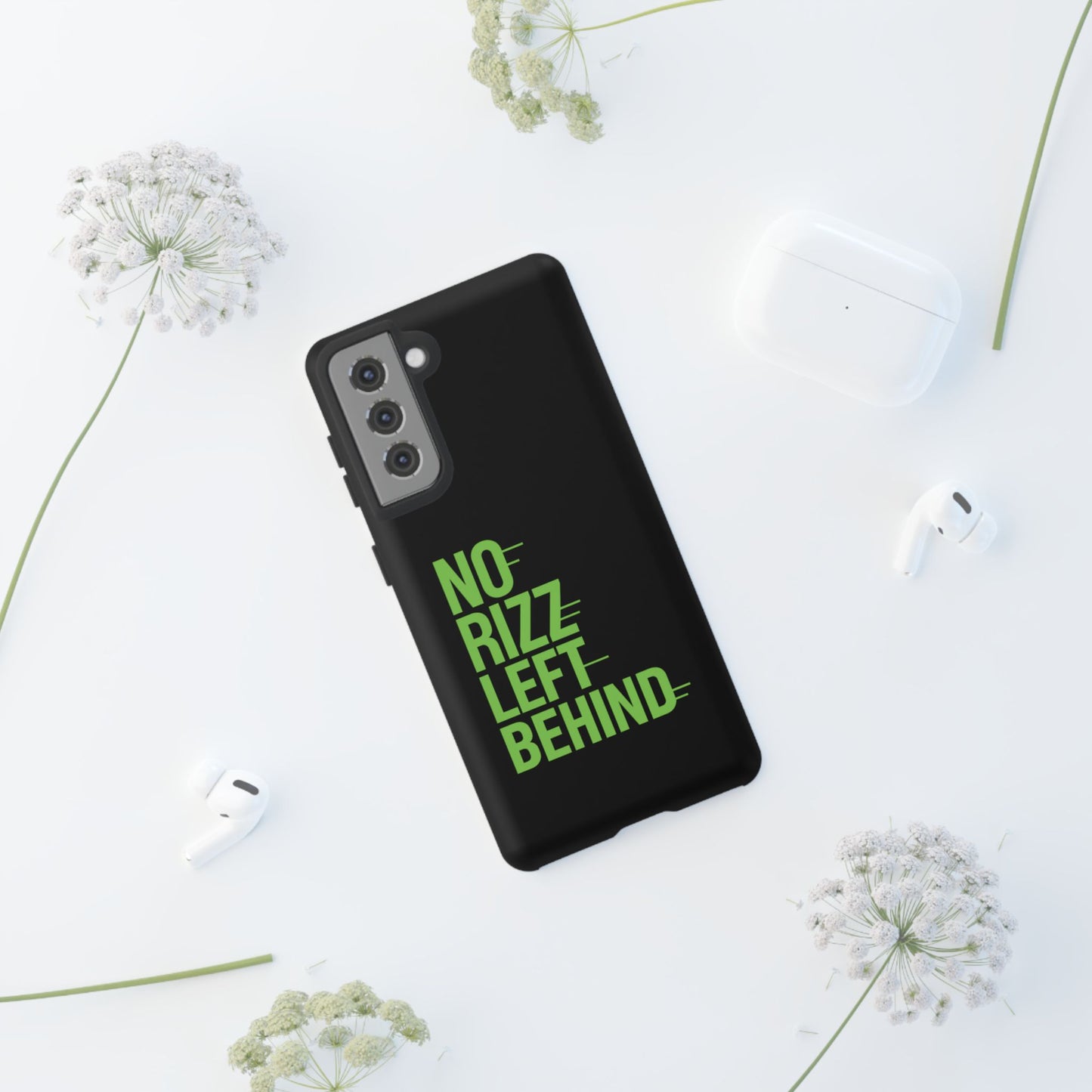 tough phone case - no rizz left behind, durable protection, shock absorbent, stylish design, perfect gift for adults, supports wireless charging, uv protected, lightweight accessory