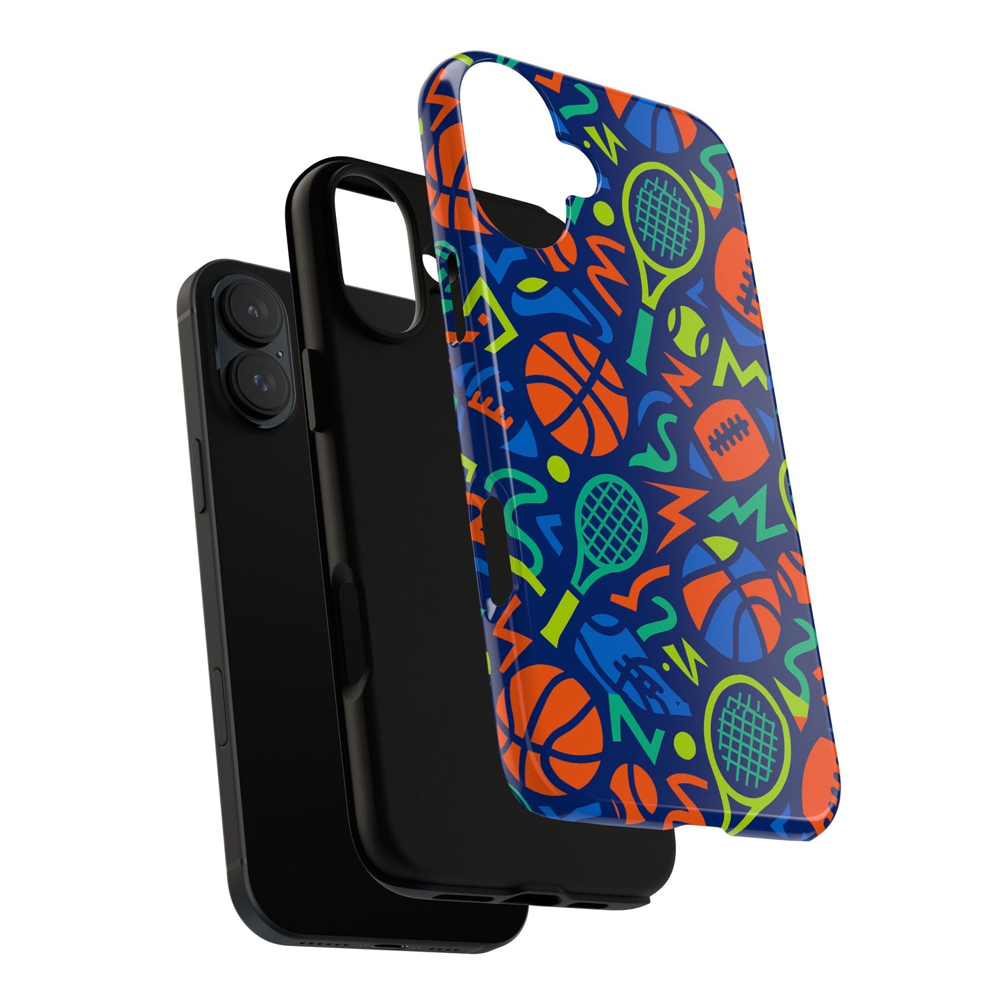 vibrant 3d sports pattern protective phone case for unisex – colourful accessory for stylish protection compatible with iphone 13, 14, 15 & 16 – all models including pro, pro max & plus