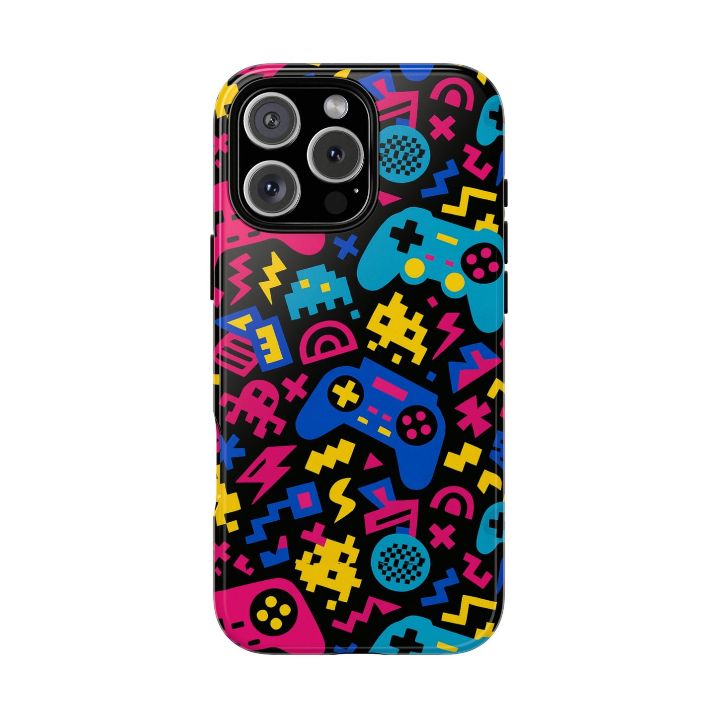 vibrant retro gaming phone case with 3d design for stylish protection compatible with iphone 13, 14, 15 & 16 – all models including pro, pro max & plus