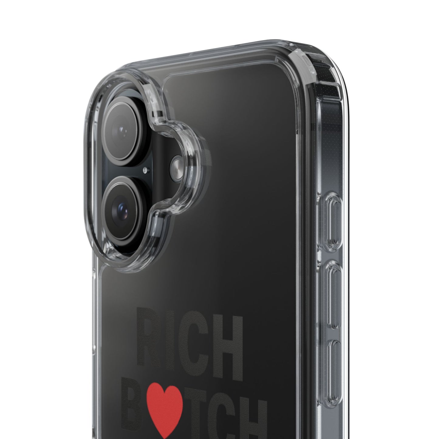 rich bitch energy clear phone case for confident individuals - stylish protection with shock-absorbing materials and scratch-resistant design for everyday use