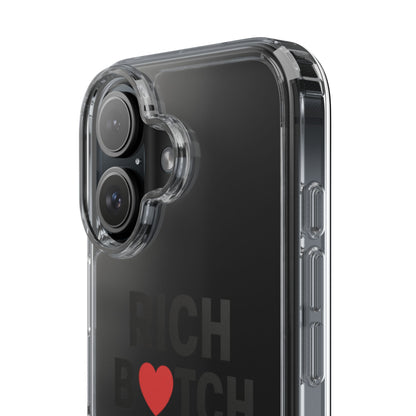 Rich Bitch Energy Clear Phone Case for Confident Individuals - Stylish Protection with Shock-Absorbing Materials and Scratch-Resistant Design for Everyday Use