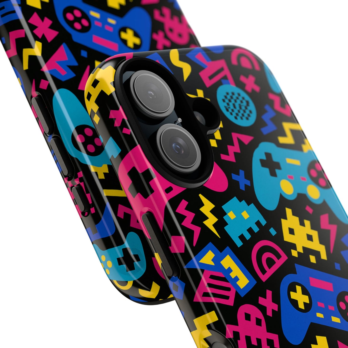 vibrant retro gaming phone case with 3d design for stylish protection compatible with iphone 13, 14, 15 & 16 – all models including pro, pro max & plus
